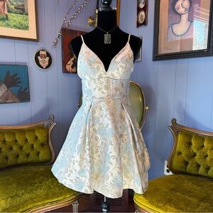 B. Darlin Metallic Floral Jacquard Fit & Flare Dress Size 7/8